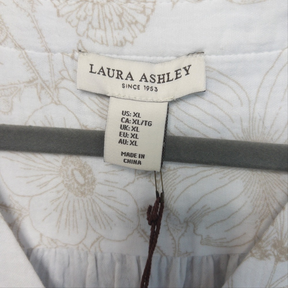 Laura Ashley White and Beige Floral Button-Front Blouse - Picture 6 of 16